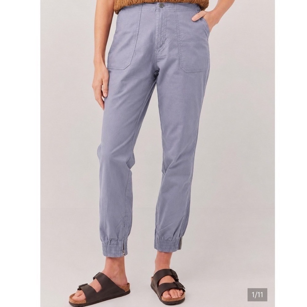 Pact Womens Woven Twill Utility Jogger Organic Cotton Gray Purple Size S